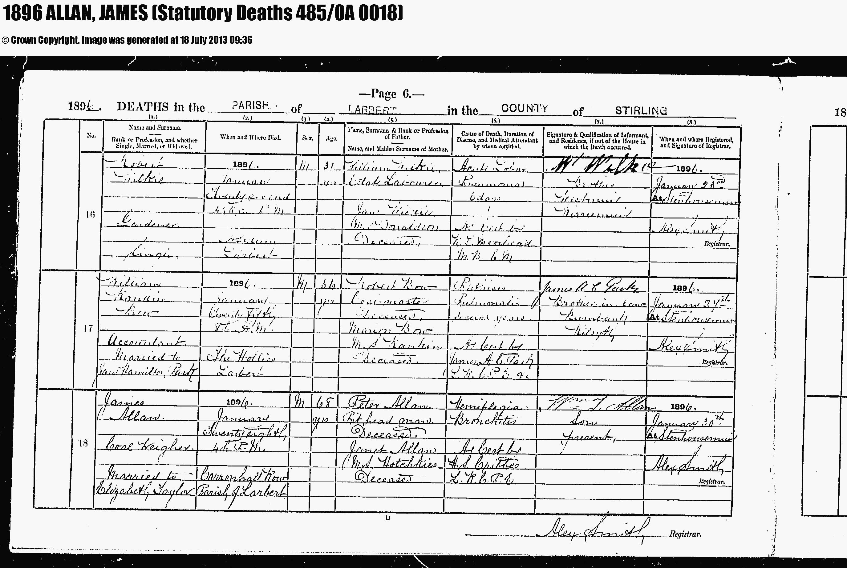 Death James Allan 1896, 15-Feb-18 15:20:10, Linked To: <a href='i8446.html' >James Allan</a>